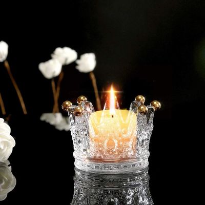 kualitas Classic Crown Clear Glass Candle Holders pabrik