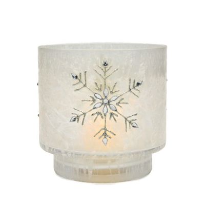kualitas Snow Flake Glass Candle Holders pabrik