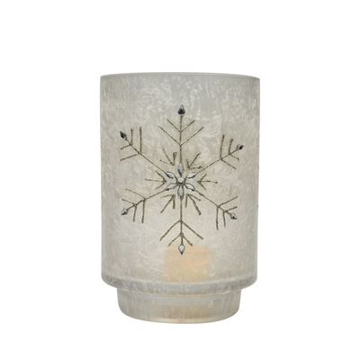 kualitas Snow Flake Glass Candle Holders pabrik