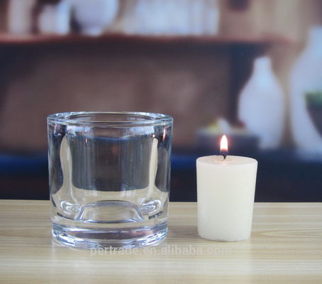 kualitas Thick Wall Glass Cylinder Candle Holders For Table Decoration pabrik