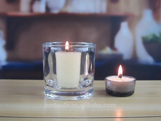 kualitas Thick Wall Glass Cylinder Candle Holders For Table Decoration pabrik