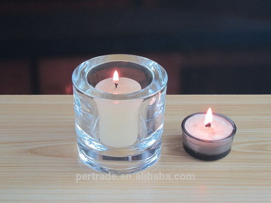 kualitas Thick Wall Glass Cylinder Candle Holders For Table Decoration pabrik