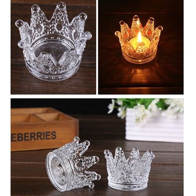 kualitas Romantic Crown Tea Light Mini Votive Candle Holders ,  Glass Cylinder Candle Holders For Party pabrik
