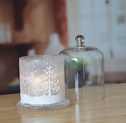kualitas Frost Glass Candle Holders , Glass Cylinder Candle Holders For Holiday Decoration pabrik