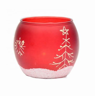 kualitas Handpainted Christmas Snowflake Glass Cylinder Candle Holders pabrik