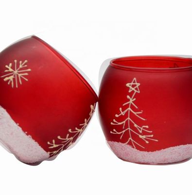 kualitas Handpainted Christmas Snowflake Glass Cylinder Candle Holders pabrik