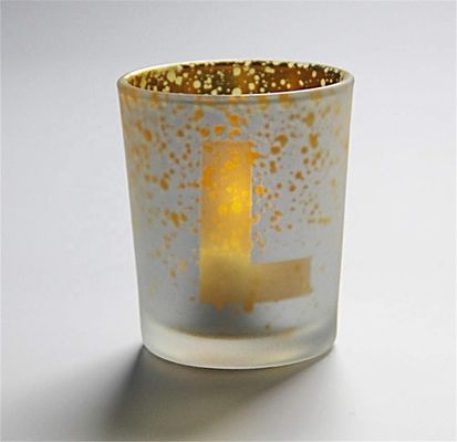 kualitas Electroplated Matte Glass Candle Holders With Morden Pattern pabrik