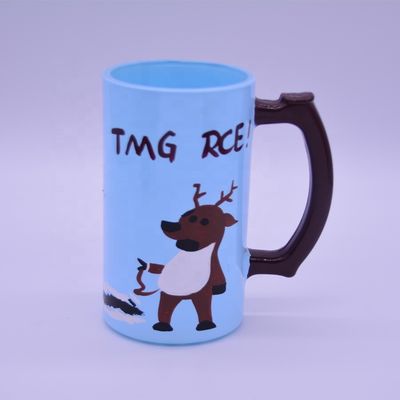 kualitas Color Decorated Steins Customize Handpainted Glass Beer Mug pabrik