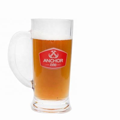 kualitas Promotion Branded 21 Oz Beer Glass Stein With Color Decal pabrik