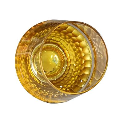 kualitas 400ml Hand Cut Gold Honeycomb Crystal Wine Glasses pabrik