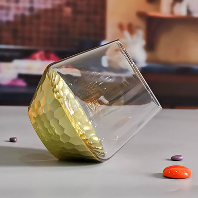 kualitas 400ml Hand Cut Gold Honeycomb Crystal Wine Glasses pabrik