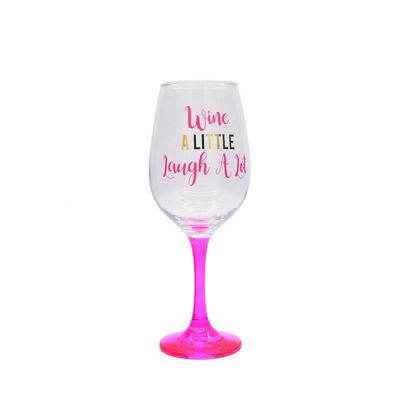 kualitas 340ml Crystal Wine Glass With Funny Fonts Decal Decoration pabrik