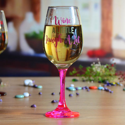 kualitas 340ml Crystal Wine Glass With Funny Fonts Decal Decoration pabrik