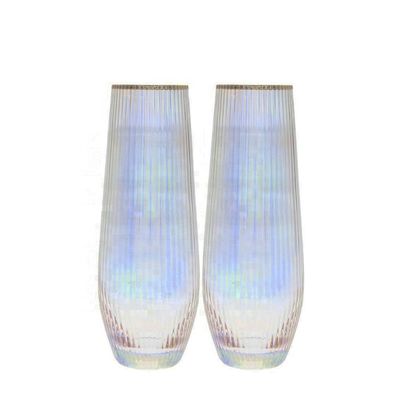 kualitas Ion Plated Rainbowl 16 Oz Stemless Wine Glass , Antique Crystal Wine Glasses pabrik