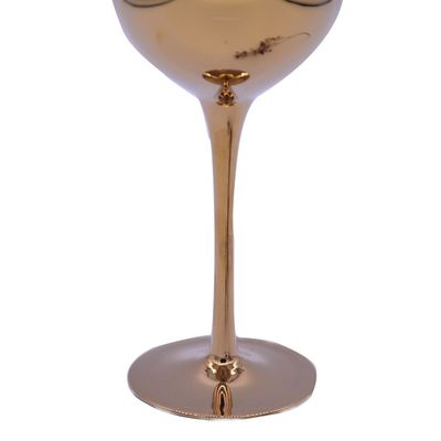 kualitas Gold Plated 16oz Crystal Wine Glass With Decal Logo For Gift pabrik