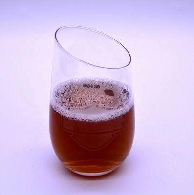 kualitas Bevel Oblique Edge Stemless Crystal Wine Glass With Angle Top pabrik