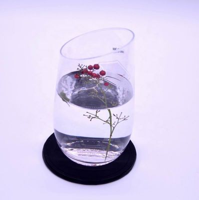 kualitas Bevel Oblique Edge Stemless Crystal Wine Glass With Angle Top pabrik