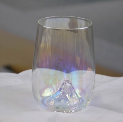 kualitas Ice Mountain Bottom Crystal Wine Glass With Ion Plated Irridescent pabrik