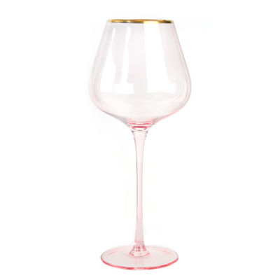 kualitas Gold Rim Pink Crystal Wine Glass For Holiday Party pabrik