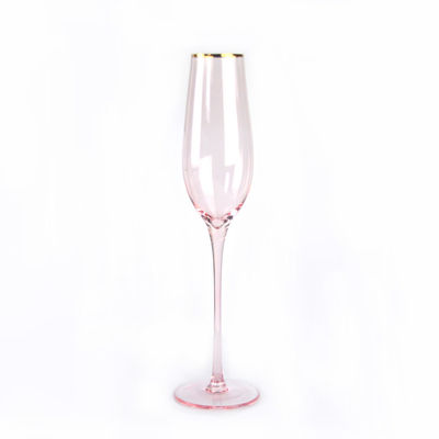 kualitas Gold Rim Pink Crystal Wine Glass For Holiday Party pabrik
