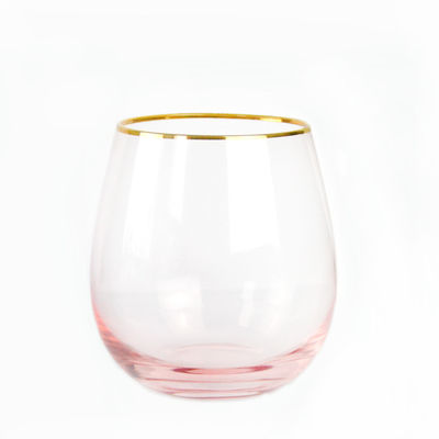 kualitas Gold Rim Pink Crystal Wine Glass For Holiday Party pabrik