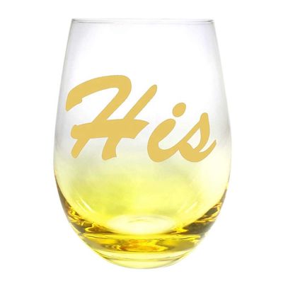 kualitas Egg Shape  Stemless Clear Wine Glass ，Clear Stemless Wine Glasses With Golden Fonts pabrik
