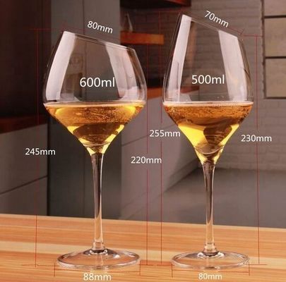 kualitas Customized Slanted Top Edge 450ml Fine Crystal Glasses pabrik