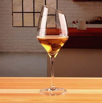 kualitas Customized Slanted Top Edge 450ml Fine Crystal Glasses pabrik