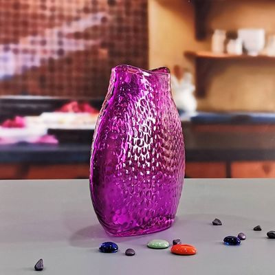 kualitas Home Decoration 8" Fish Style Vintage Pink Glass Vase pabrik