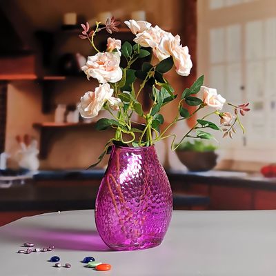 kualitas Home Decoration 8" Fish Style Vintage Pink Glass Vase pabrik
