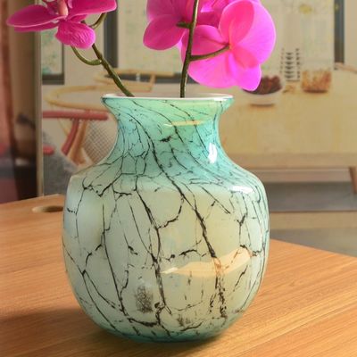 kualitas Marble Stripes Large Glass Vase Centerpieces pabrik