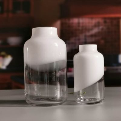 kualitas Hand Made Solid White Top Half Ceramic Glass Jar Vase pabrik