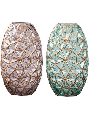 kualitas Creative Handpainted Decorative Glass Vase For Wedding pabrik