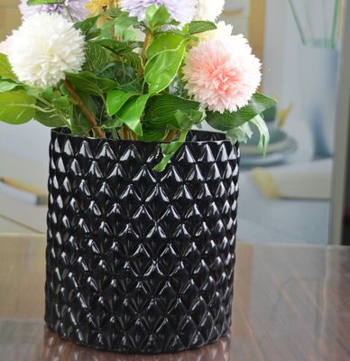 kualitas Emobossed Decorative Glass Vase pabrik