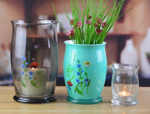 kualitas Classic Antique Colored Glass 12 Inch Glass Vase pabrik