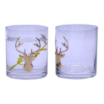 kualitas Decorative Round Personalised Whisky Glass For Christmas pabrik