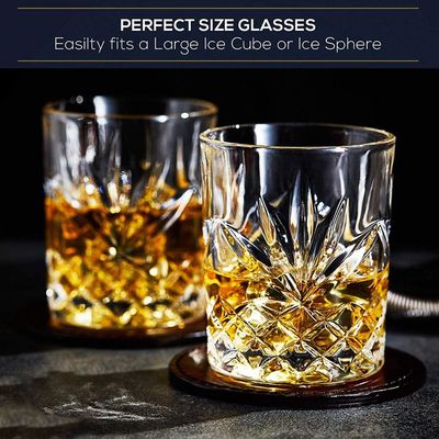 kualitas Old Fashioned Lead Free Embossed 10 Oz Whiskey Glasses , Whiskey Tasting Glasses pabrik