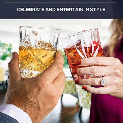 kualitas Old Fashioned Lead Free Embossed 10 Oz Whiskey Glasses , Whiskey Tasting Glasses pabrik