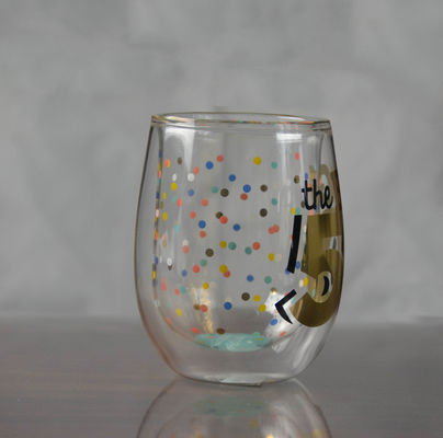 kualitas High Borosilicate Double Wall Handmade Whiskey Glass pabrik