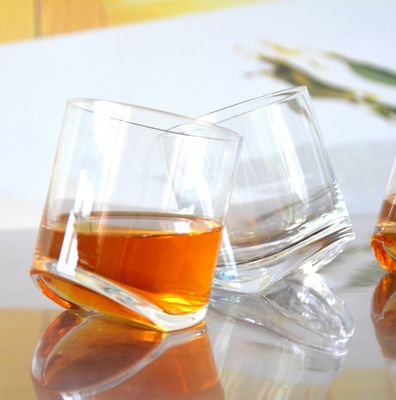 kualitas Lead Free Slanted Bottom Round Whiskey Tasting Glasses pabrik