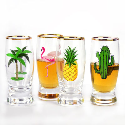 kualitas Color Decal Printed Unique Shot Glasses pabrik