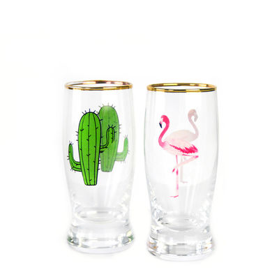 kualitas Color Decal Printed Unique Shot Glasses pabrik