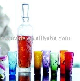 kualitas Round Shape 6 Color Unique Shot Glass Set For Vodka pabrik