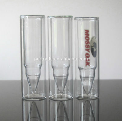 kualitas Bullet Shaped Double Wall 45ml Unique Shot Glasses pabrik