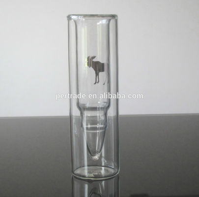 kualitas Bullet Shaped Double Wall 45ml Unique Shot Glasses pabrik