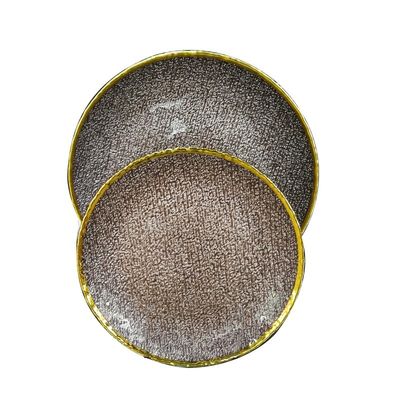 kualitas Golden Color Dessert Glass Charger Plates , Decorative Charger Plates For Wedding pabrik
