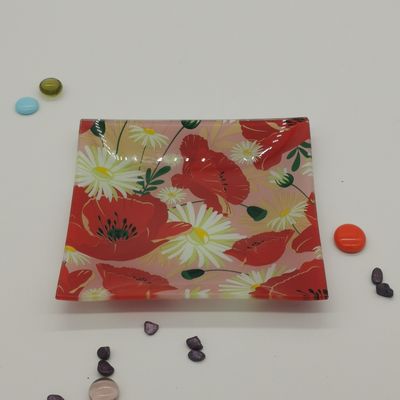 kualitas Customize Color Ins Cactus Square Glass Dinner Plates pabrik