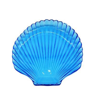 kualitas Ocean Series Sea Shell Blue Glass Charger Plate For Dessert pabrik