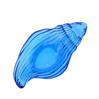 kualitas Ocean Series Sea Shell Blue Glass Charger Plate For Dessert pabrik