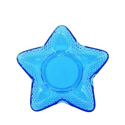 kualitas Ocean Series Sea Shell Blue Glass Charger Plate For Dessert pabrik